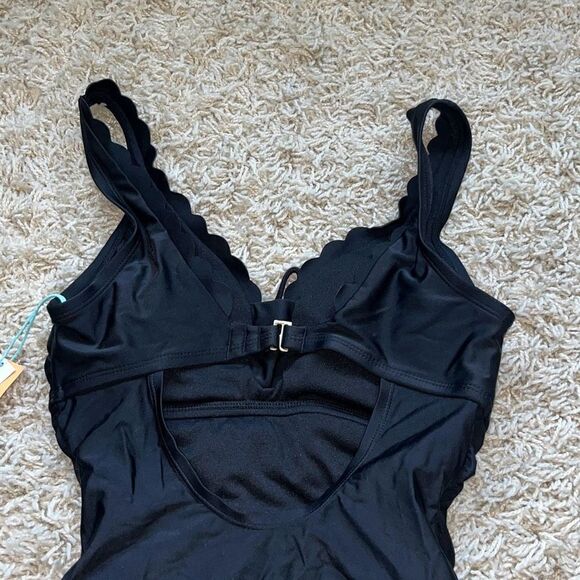 NWT Kona Sol One Piece Swimsuit Womens Tummy Control Ruched Black Small - Picture 6 of 16